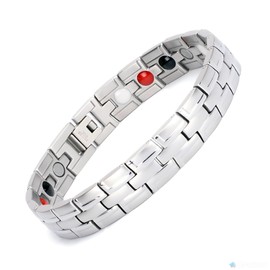 Emmori Stainless Steel Magnetic Therapy Bracelet For Men Women & Adjustable Length with Sizing Tool & Retro Bracelet Jewelry (Silver)