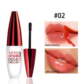 Tear off Glossy lipstick, natural Moisturizer , not easy to peel off, non stick to the cup, lightweight, bright Valentine's Day color Hydrate care cosmetics:_#02