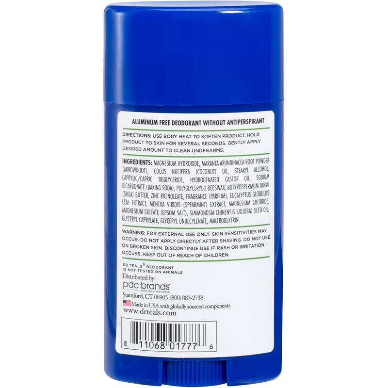 Dr Teal's Desodorante Libre de Aluminio, Aceite Escenciale de Eucalipto,