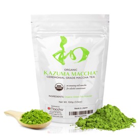 iMaccha Organic Matcha Green Tea Powder - Ceremonial Grade from Japan - 100g (3.5 oz) - Hand Picked First Harvest - Ground by Stone Mills - Kazuma