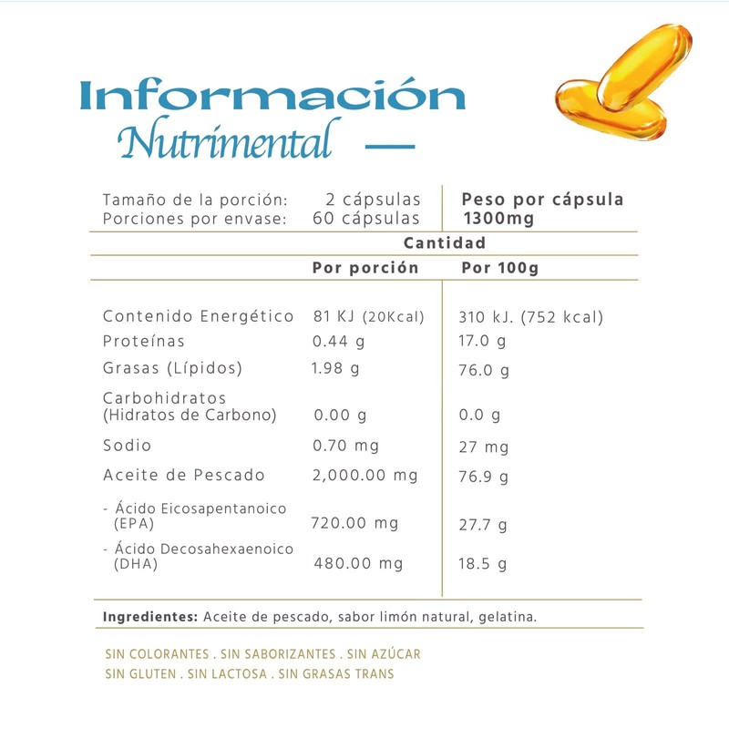 Diana Bárcena Health Omega 3 - 60 Cápsulas, 1.3G Por