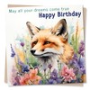Stunning Watercolour Fox Birthday Card - May All Your Dreams