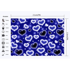 LYCGS 7X5FT Blue Heart Early 2000s Backdrop Blue Heart Old School 90s Valentine's Day Birthday Party Backdrop Graduation Celebration Photo Backdrop Women Men Happy Birthday Background X-89