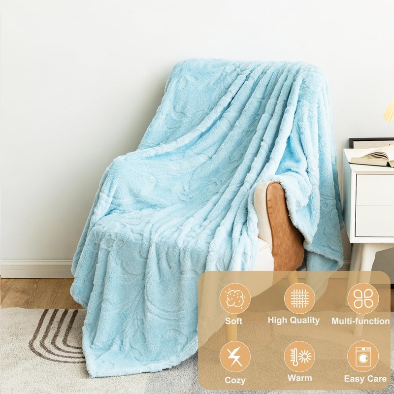 DuShow Flannel Fleece Throw Blanket Single Size,Soft Jacquard Fluffy Velvet