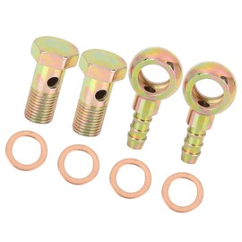 ACROPIX Universal 12mm Diameter Banjo Hose Barb Bolt Fittings Banjo Bolt with Washer Bronze Tone - Pack of 4