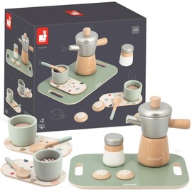 Janod Italian-Style Set-13 Wood Accessories-Pretend Play Toy-Children’s Coffee Set-FSC Wooden Toy-24 Months +, J06630, Multicolor