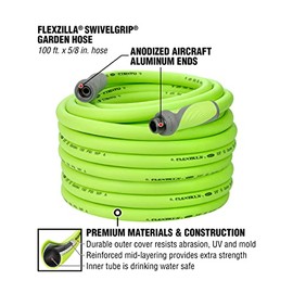 Flexzilla Garden Hose with SwivelGrip, 5/8 in. x 100 ft., Heavy Duty, Lightweight, Drinking Water Safe, ZillaGreen - HFZG5100YWS-E | Flexzilla