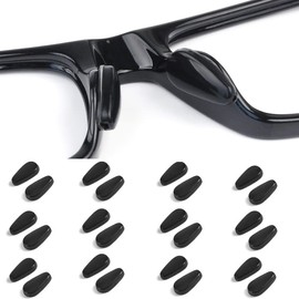 Junsika Eyeglass Nose Pads Soft Silicone Adhesive Nose Pads for Glasses Anti-Slip Heighten Air Chamber Nose Pads for Full Plastic Frames 12 Pairs Black