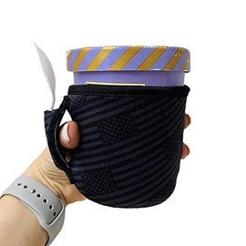 Lit Handlers Ice Cream Cooler Sleeve - Neoprene Ice Cream Pint Holder with Handle & Pocket - Tear Resistant Cooler & Container - Machine Washable & Leak Proof Cup Coozie for Yogurt(Black Out USA Flag)
