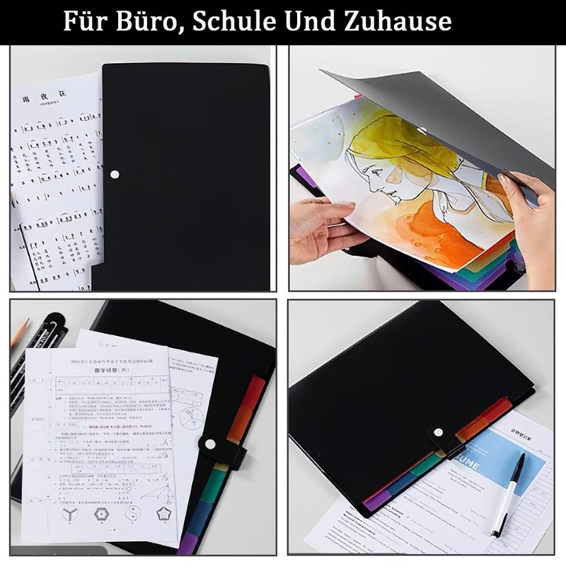 A4 Document Folder, Expanding Folder with 7 Compartments, A4 Folder