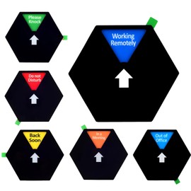 Kichwit Privacy Sign, Do Not Disturb, Please Knock, In a Meeting, Out of Office, Working Remotely, 5 Inches, Black