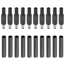 PATIKIL 5.5x2.5mm DC Male Plug Power Supply Ends, 10 Pack DIY DC Barrel Connector Replacement with Heat Shrink Tube