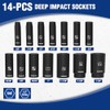 WORKPRO 14-Piece 1/2＂ Drive Deep Impact Socket Set, 6-Point Impact
