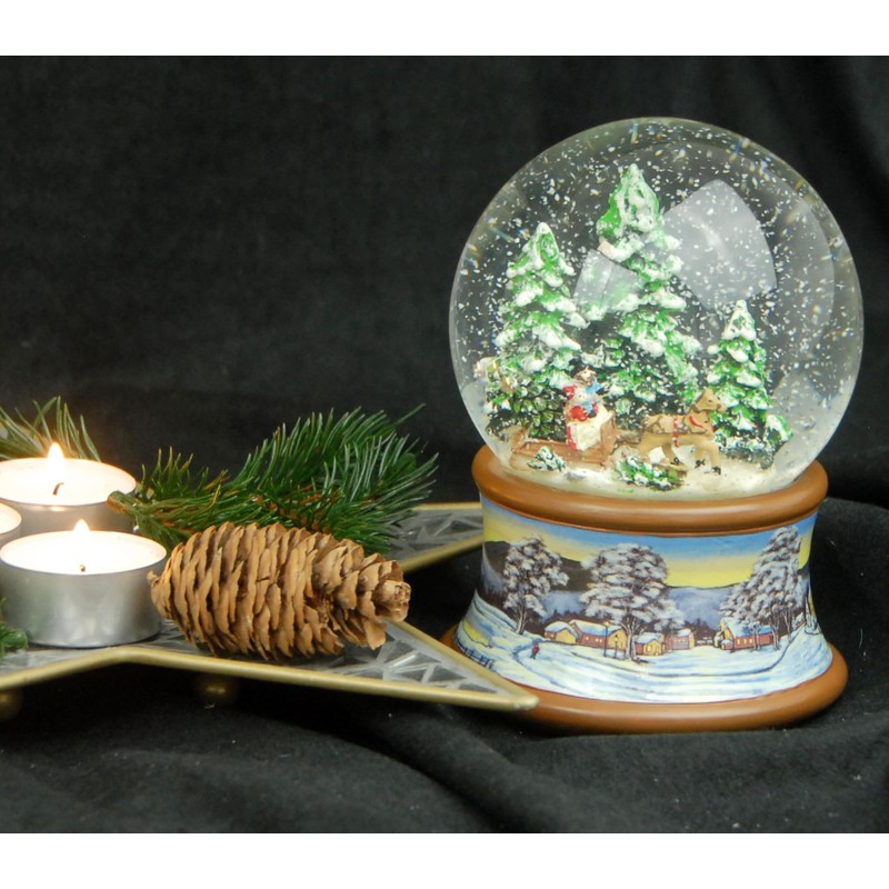 Snow Globe Family Carriage Ride Christmas Tree Get on Nostalgic
