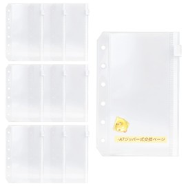 A7 Refills 10 Pack Seal Pad Refills A7 Mini 6 Holes Binder Zipper Pocket Personal Organizer Ring File Refills PVC Binder Pocket Clear Multipurpose Storage Organize Lost Free Portable Waterproof