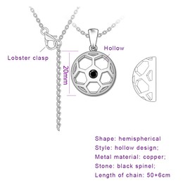 GW Unisex Pendant Necklace 3D Football Design Pendant with Chain Ball Shape Necklaces for Women Men Youth Engraving Fashionable Jewellery, Metal Metal Zirconia, Cubic Zirconia