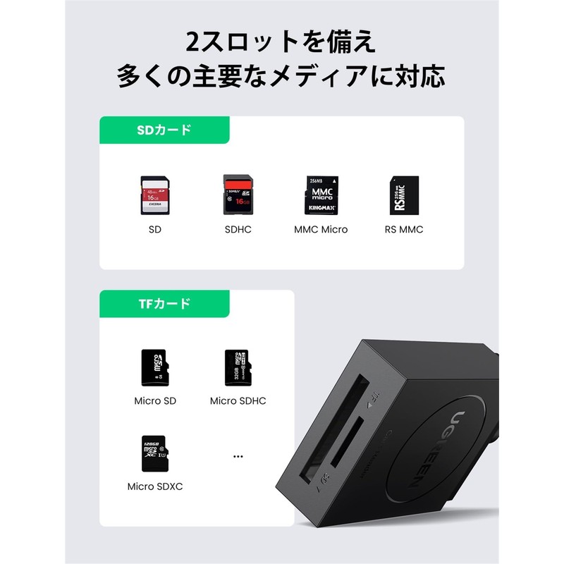 UGREEN Card Reader, USB 3.0 High Speed SD TF Card