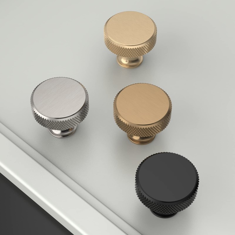 Amerdeco 10 Pack Gold Knurled Cabinet Knobs Kitchen Cabinet Handles