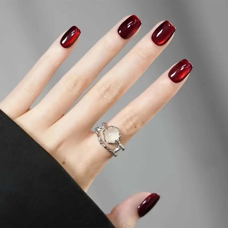 Red False Nails - 32PCS Short False Nails - Square
