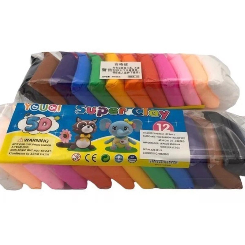Super Carly Foamy Moldeable Manualidades 12 Colores Plastilina