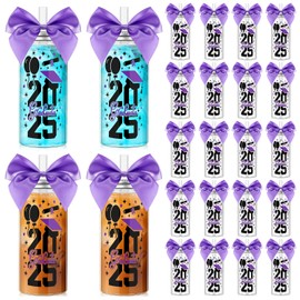 Vesici 24 Pcs Graduation Plastic Cups with Lid and Straws 13.5 oz 2025 Graduate Tumblers Graduation Gifts Drinking Cups with Decorative Bows for Class of 2025 Party Favors Decorations(Purple)