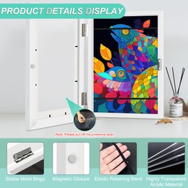 2 Pack Kids Art Frames Front Opening A4, Childrens Artwork Display Storage Frame Changeable, Child Multiple Picture Frame Drawing Hanging Art, Hold 150 PCS, White