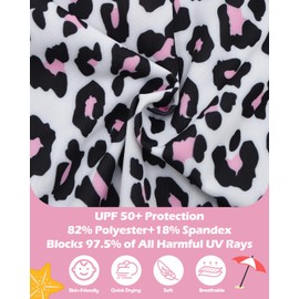 babygoal Infant Baby Girl One-Piece Swimsuit Long Sleeve Rash Guard with Hat Set, Leopard Pint Zipper Toddler Bathing Suit for Beach & Pool- YZU04-3-6M-B