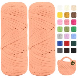 Maxee 2 x 200 g T-Shirt Yarn, T-Shirt Ribbon Yarn for Crochet, Crochet Yarn, Thick Yarn for Crochet Bags/Baskets/Carpets, Home Decoration, DIY Crafts