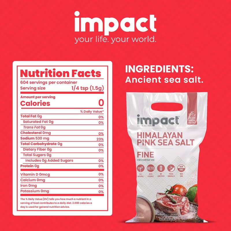 Impact - Fine Himalayan Pink Sea Salt - No Additives