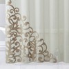 Velvet Textured Shower Curtain - 3D Scroll Appliqué Linen Design