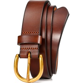WOLFANT Womens Casual leather Jean Belt,1.1" Ladies Belt with Gold Buckle,100% Italian Full Grain Real Solid Leather