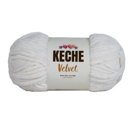 Keche Velvet Yarn for Crocheting, Soft Chenille Bulky Baby Blanket Amigurumi Yarn 100 gr (132 yds) - Cream