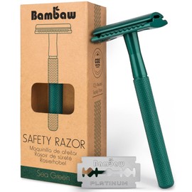 Eco Razor, Metal Razor for Men and Women, Slicer Razor Wet, One-Blade Razor, Environmentally Friendly, Metal Razor Sustainable, Safety Razor Zero Waste, Emerald Green Bambaw