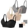 Vinfact 3 Pack Nursing Bras for Breastfeeding Seamless V Neck