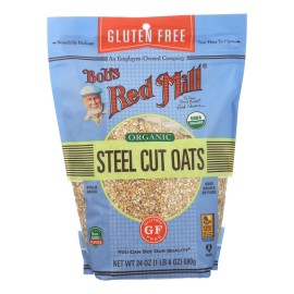 UD_Bob's Red Mill-Organic Gluten-Free Steel Cut Oats 24 oz Case of 4-Dried Rolled Oat Flakes for Food Use