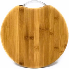 ITRAT® Round Hard Wooden Multipurpose Natural Bamboo Chopping Board with Handle for Kitchen Cutting Meat Veggie Cheese Bread eco-Friendly, Easy Grip for Chef Tray (25 CM Chopping Board)