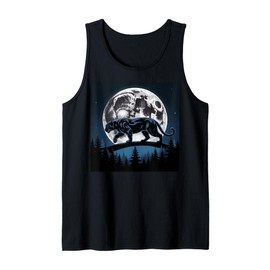 Kids Black Panther Full Moon Trees Sasquatch Black Panther Tank Top