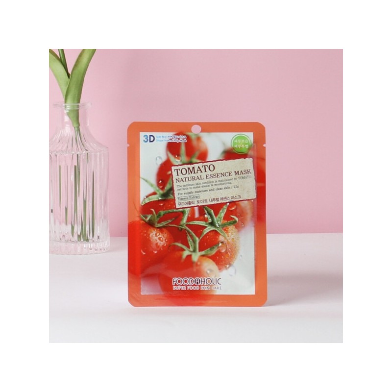 (100 sheets) Foodaholic 3D Tomato Natural Essence Mask Pack /