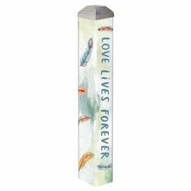 Studio M Art Pole, PVC Weather Resistant Pole with Vinyl Bowl 10 inches Tall Outdoor Decoration for Gardens, Patios, Yards, Landscaping and Birding Accessories, Love Lives Forever