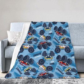 Monster Truck Throw Blanket Ultra Soft Warm Lightweight All Season Cartoon Ducks Decorative Fleece Blankets for Bed Car Couch 50"X40"