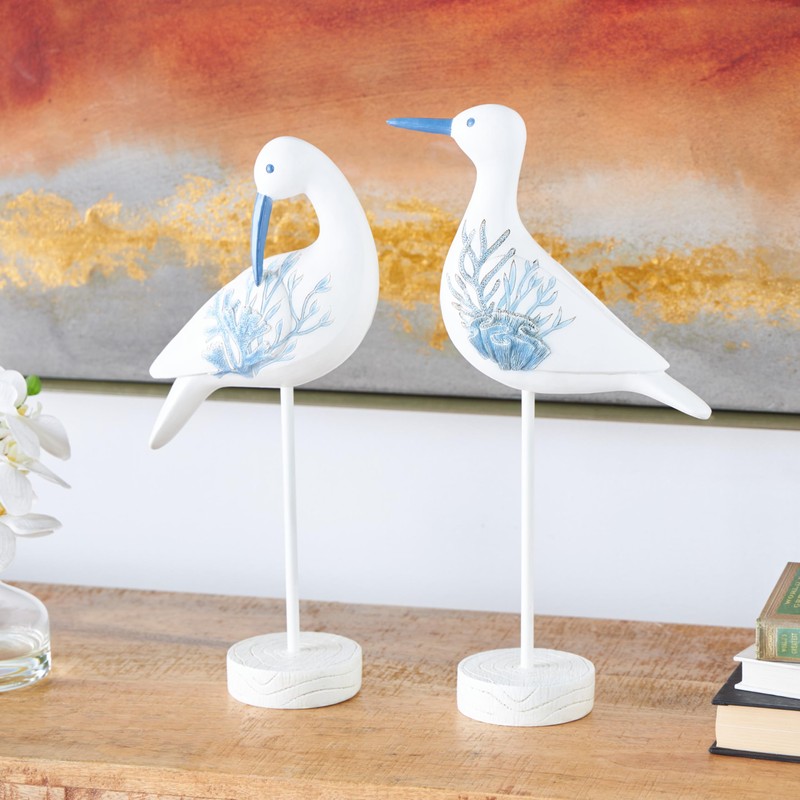 Deco 79 Polystone Bird Decorative Sculpture Home Decor Statues, Set