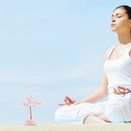 Decorative Crystal Tree for Home Decor (Rose Quartz with Golden Wire)