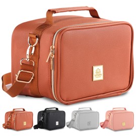 Umami Adult Lunch Box for Women/Men, Premium Vegan Leather Small Insulated Bag, Perfect Capacity, Reusable & Easy to Clean Office Lunch Bag for Women/Men, Cute & Practical Cooler Tote, Elegant Brown