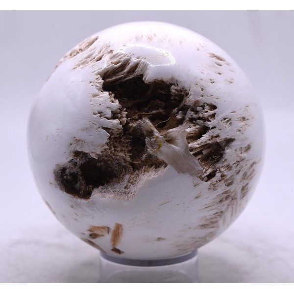 2.9" 430g White Scolecite w/Orange Stilbite Carved Druzy Sphere Polished