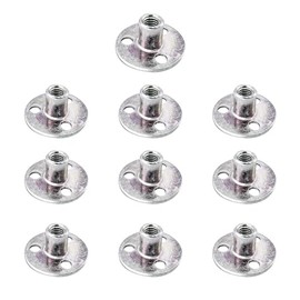 10Pcs M12 Brad Hole Tee Nuts Carbon Steel T-Nuts Female Thread Insert Tee Nuts Round Base Screw-in Flange Nuts for Fixing Connection Furniture