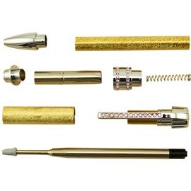 Penn State Industries PKPRPEN2 Princess Twist Ballpoint Pen Kit Woodturning Project (1, Chrome with Pink Stones)