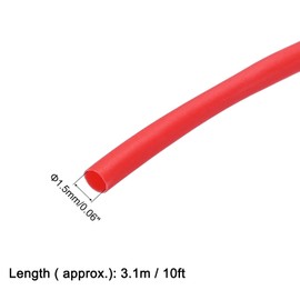 uxcell Heat Shrink Tubing 1.5mm Dia 2:1 Heat Shrink Tube Wrap Cable Sleeve 3.1m Red