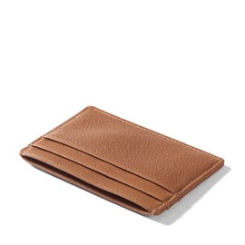 Leatherology Cognac Men's Slim Credit Card Case Wallet - 4 credit card slots, center pocket for cash or receipts, slim silhouette design