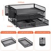 Marbrasse 3 Tier Mesh Desk Organizer with Drawer, Multi-Functional Desk