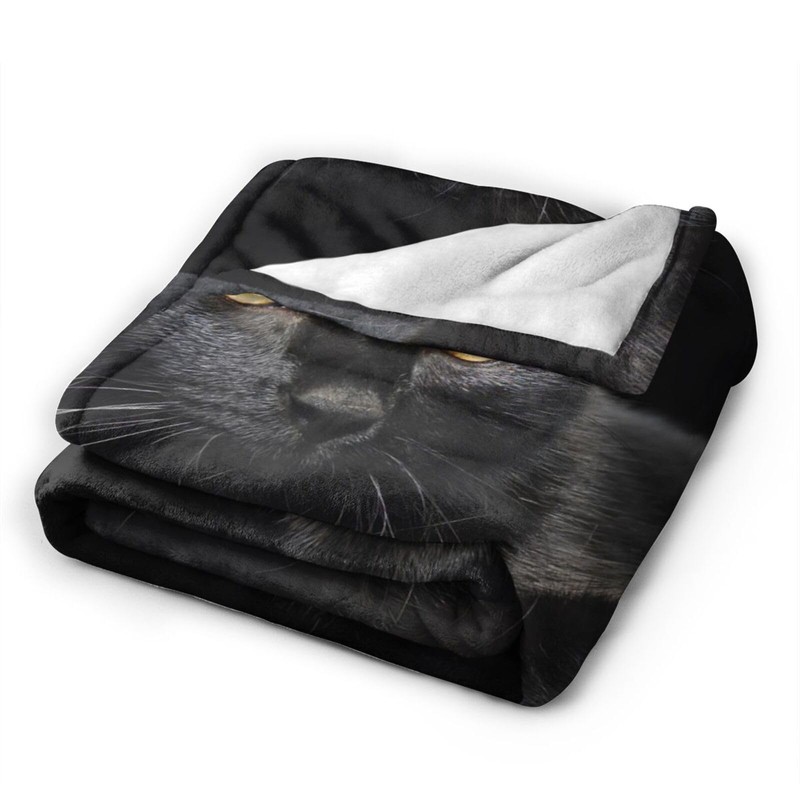 Black Cat Flannel Throw Blanket Lightweight Soft Warm Bed Throws
